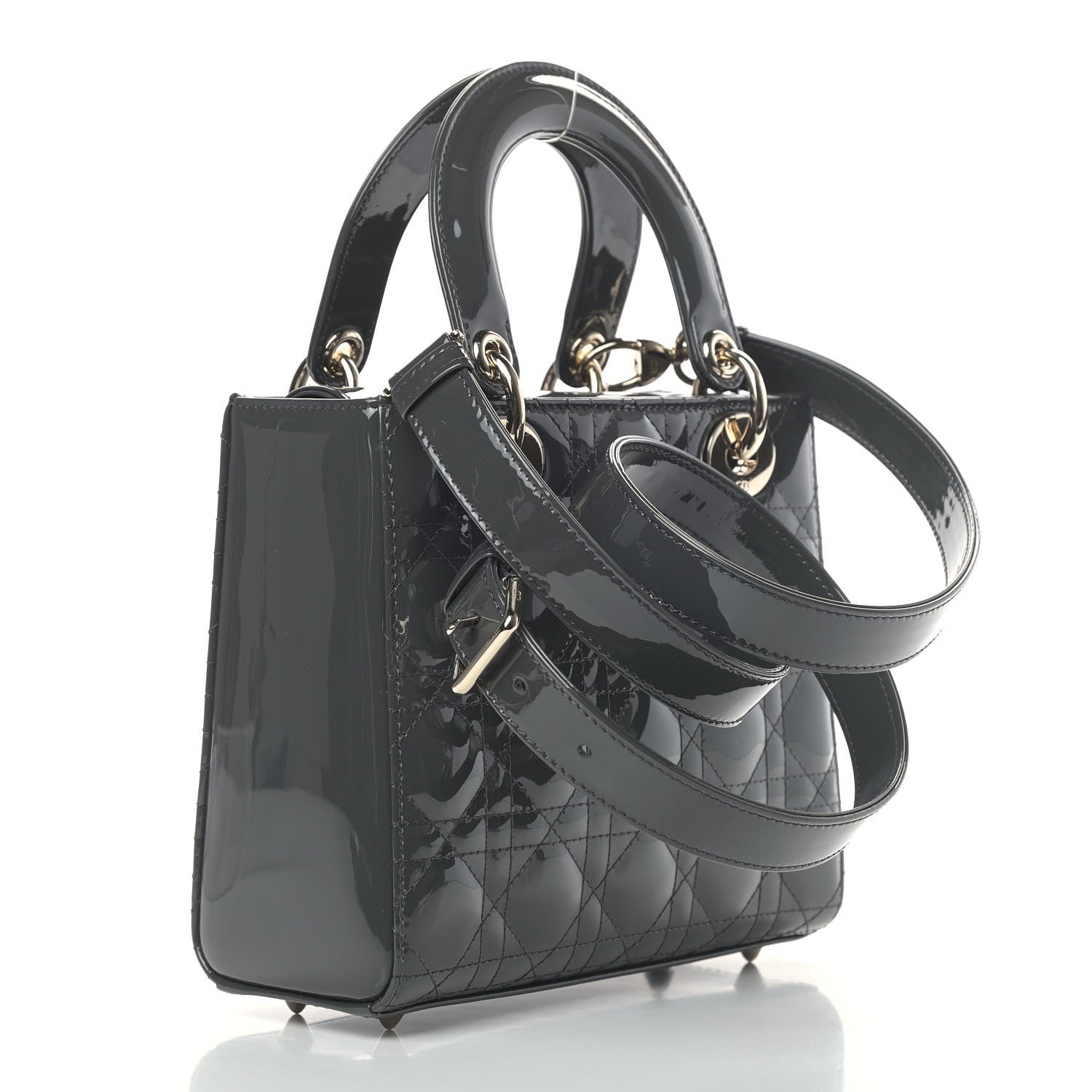 Christian Dior Patent Cannage Small Lady Dior Grey 2 of 4