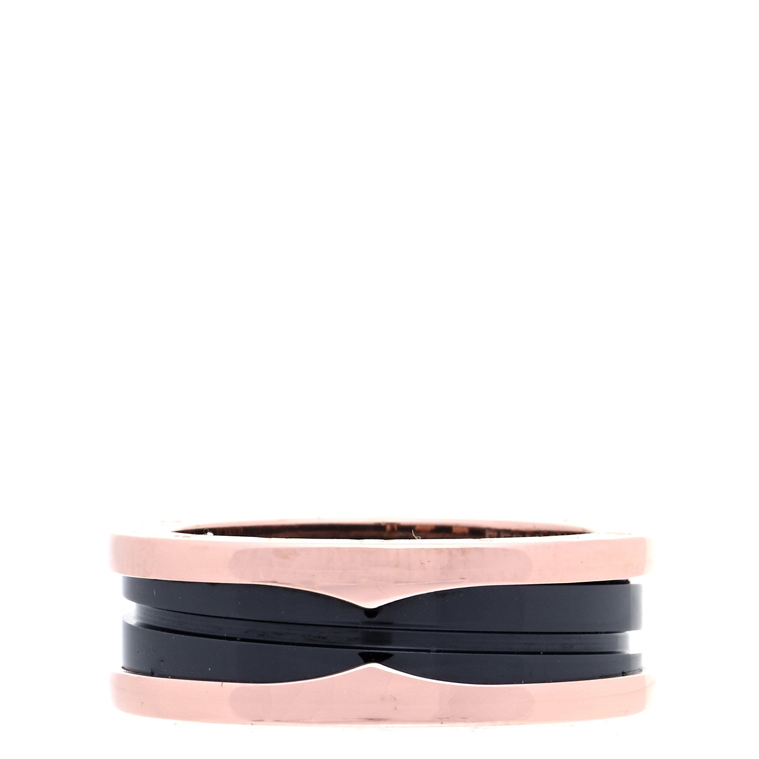 Bulgari 18K Rose Gold Black Ceramic B.Zero1 Two-Band Ring 61 9.5 1 of 5