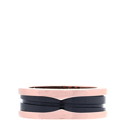 Bulgari 18K Rose Gold Black Ceramic B.Zero1 Two-Band Ring 61 9.5 1 of 5
