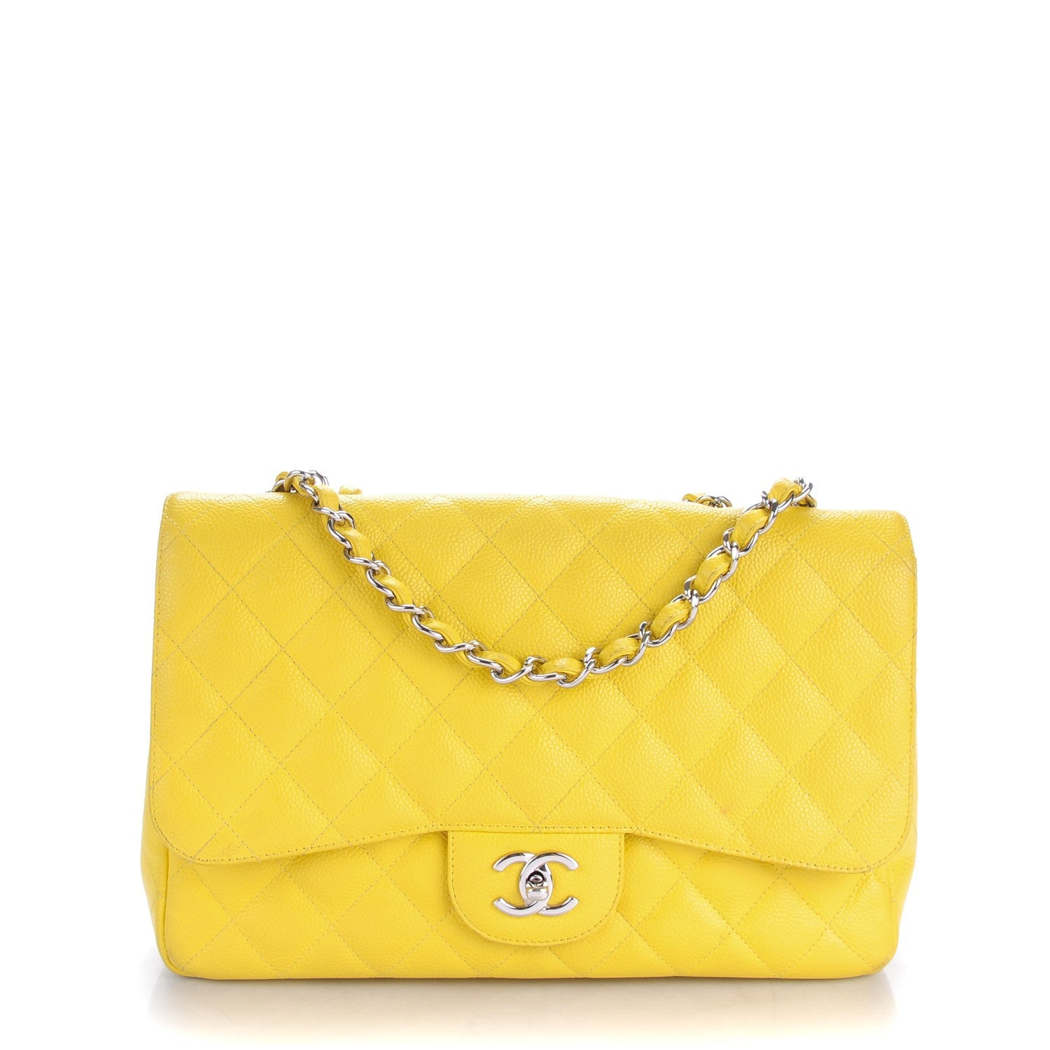 Chanel Caviar Quilted Jumbo Single Flap Yellow 1 of 8