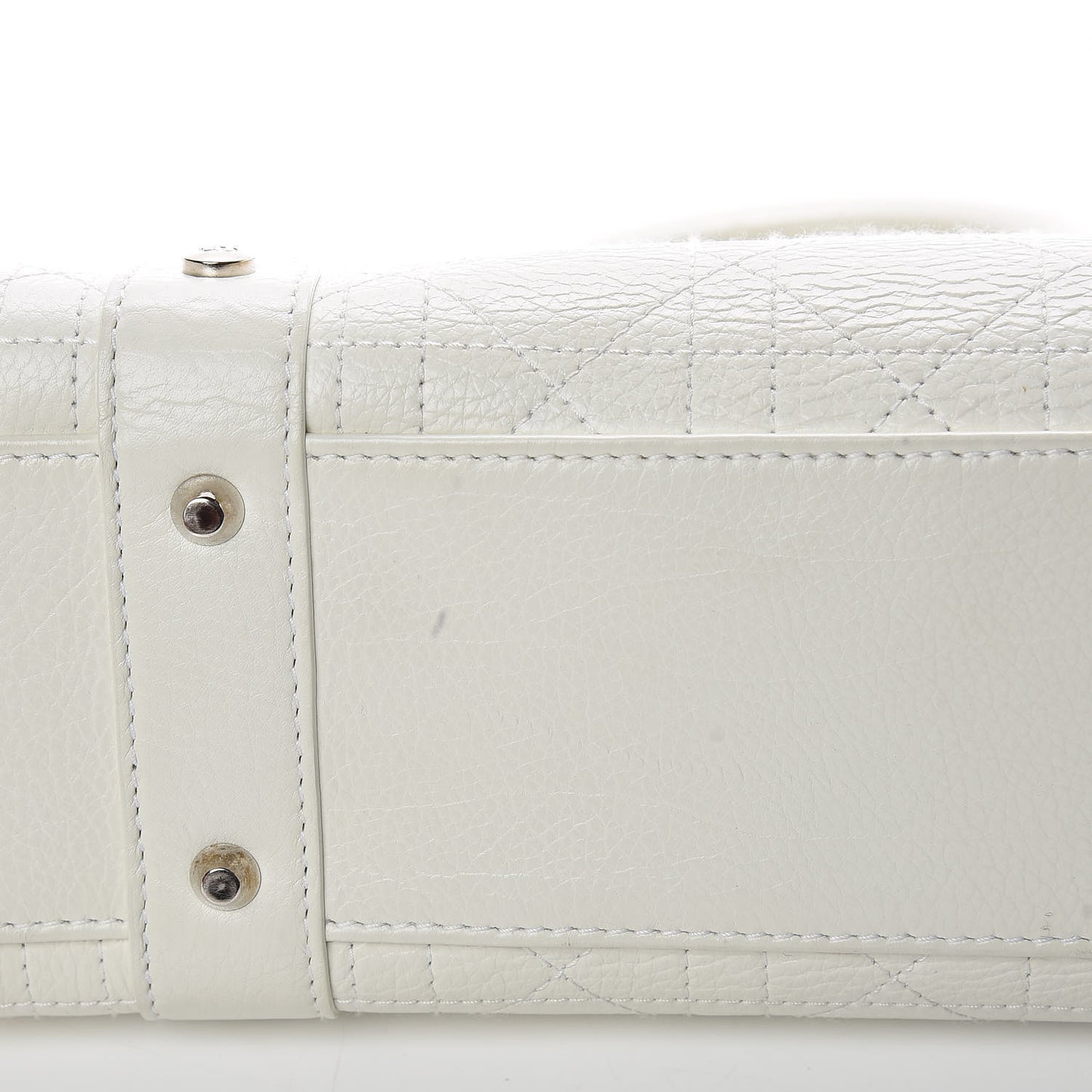 Calfskin Cannage Stitched Small Lady East West Lady Dior White