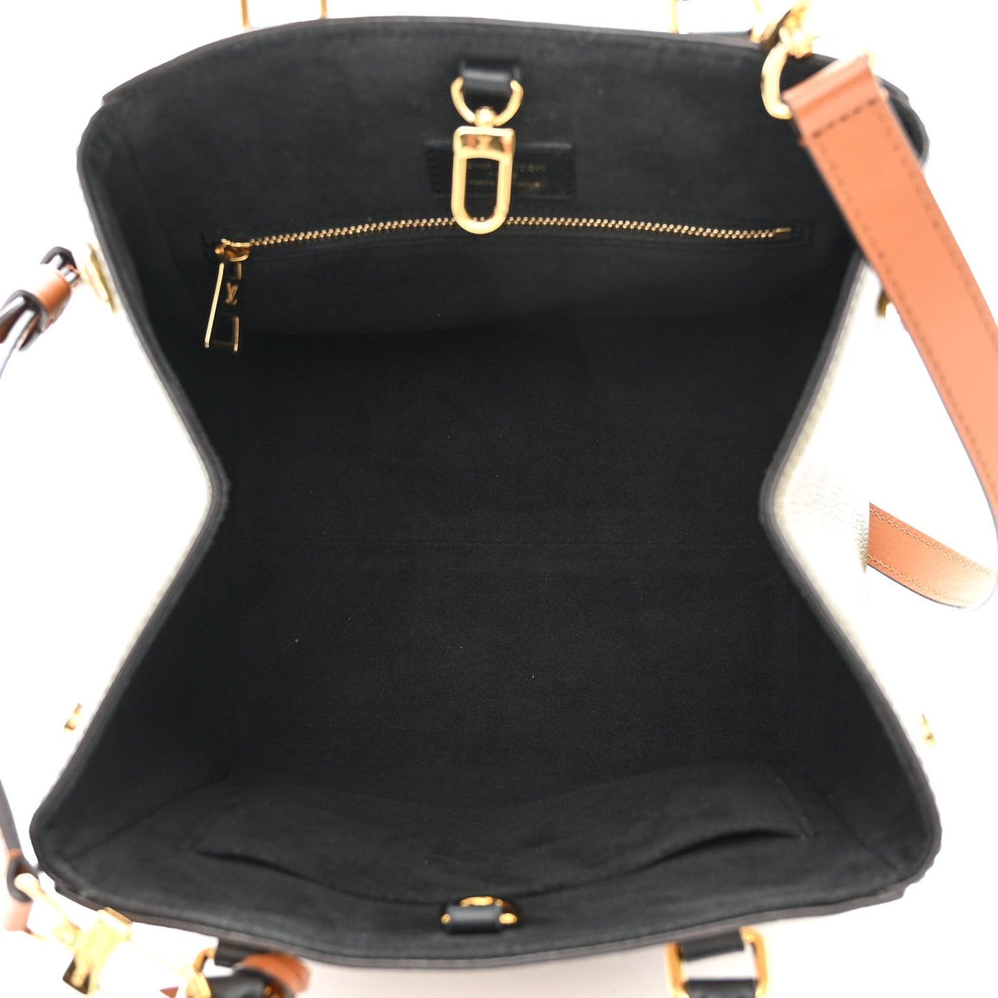 Calfskin Monogram Fold Tote PM Cream Khaki Black