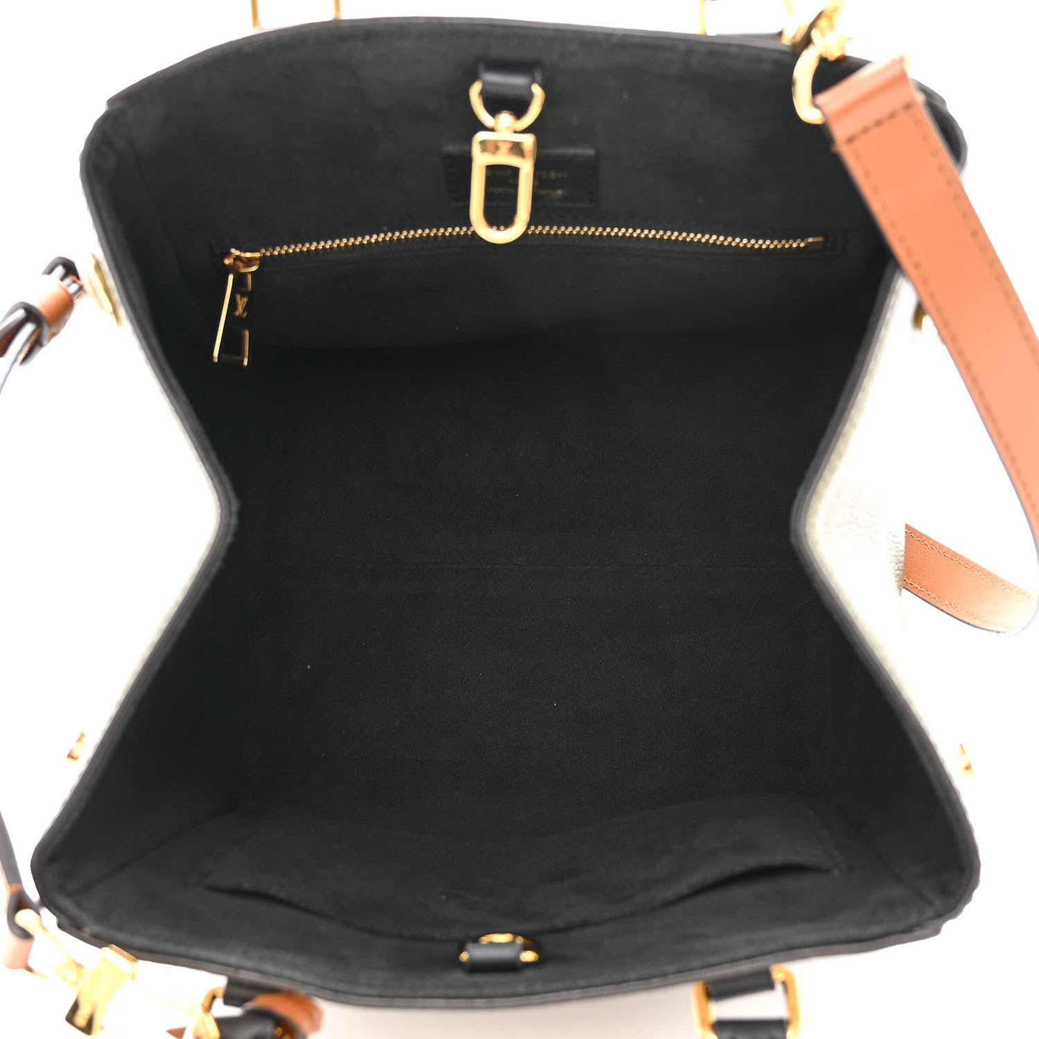 Louis Vuitton Calfskin Monogram Fold Tote PM Cream Khaki Black 5 of 10