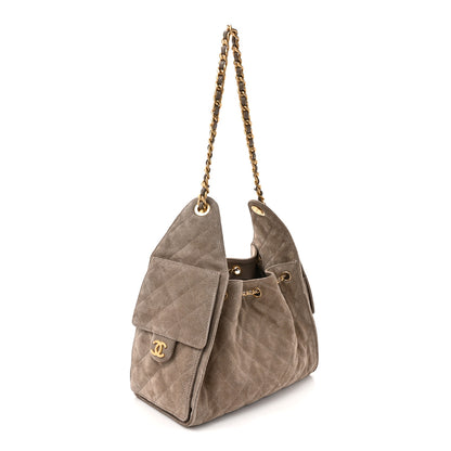 Chanel Suede Quilted Small Chanel 25 Handbag Dark Grey 3 of 12