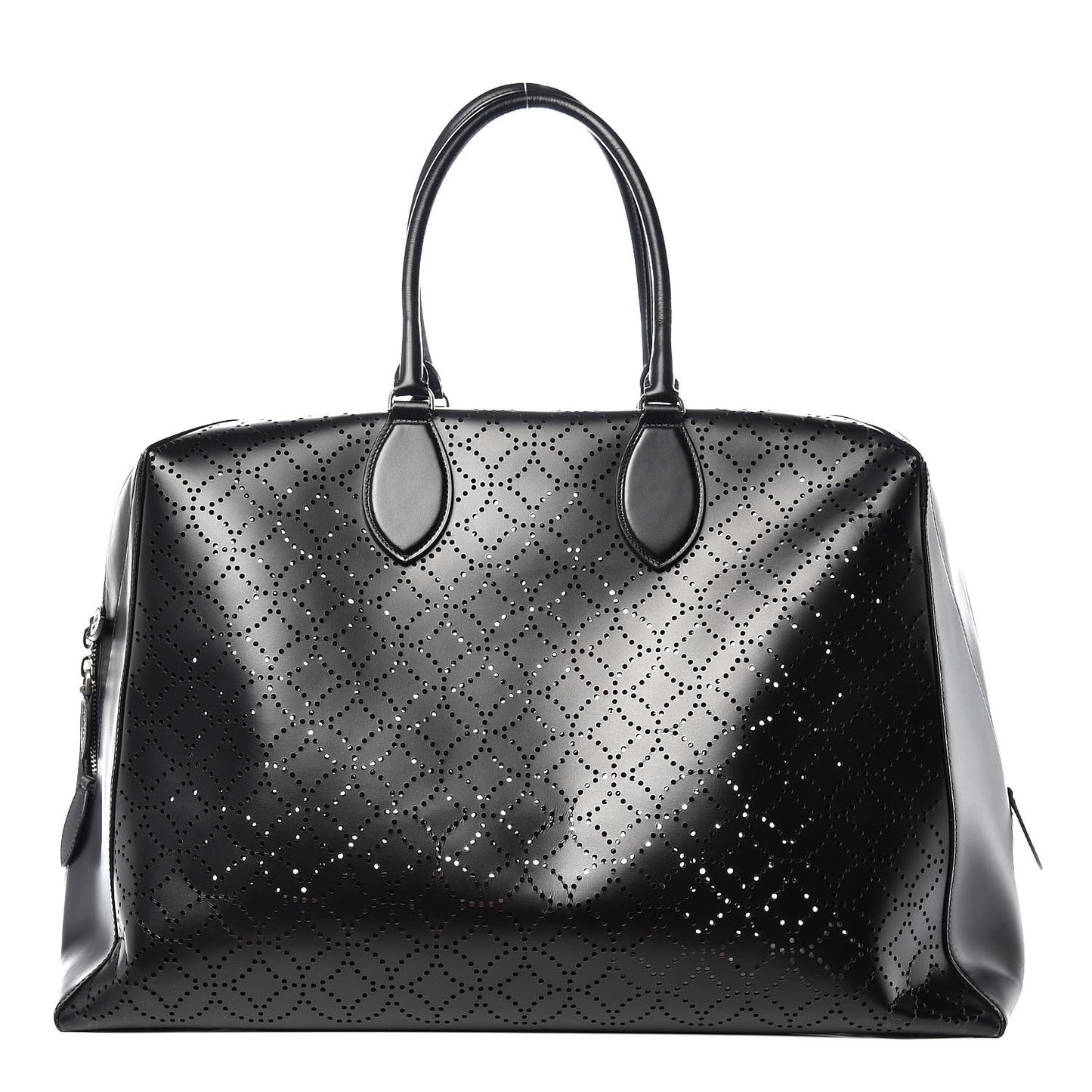 Calfskin Lux Laser Cut Weekender Black