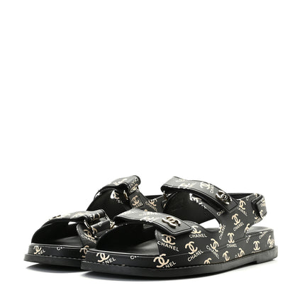 Chanel Rubber CC Dad Sandals 39 Black 2 of 12