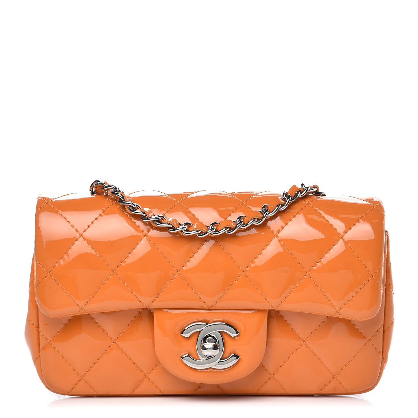 Patent Quilted Extra Mini Flap Light Orange