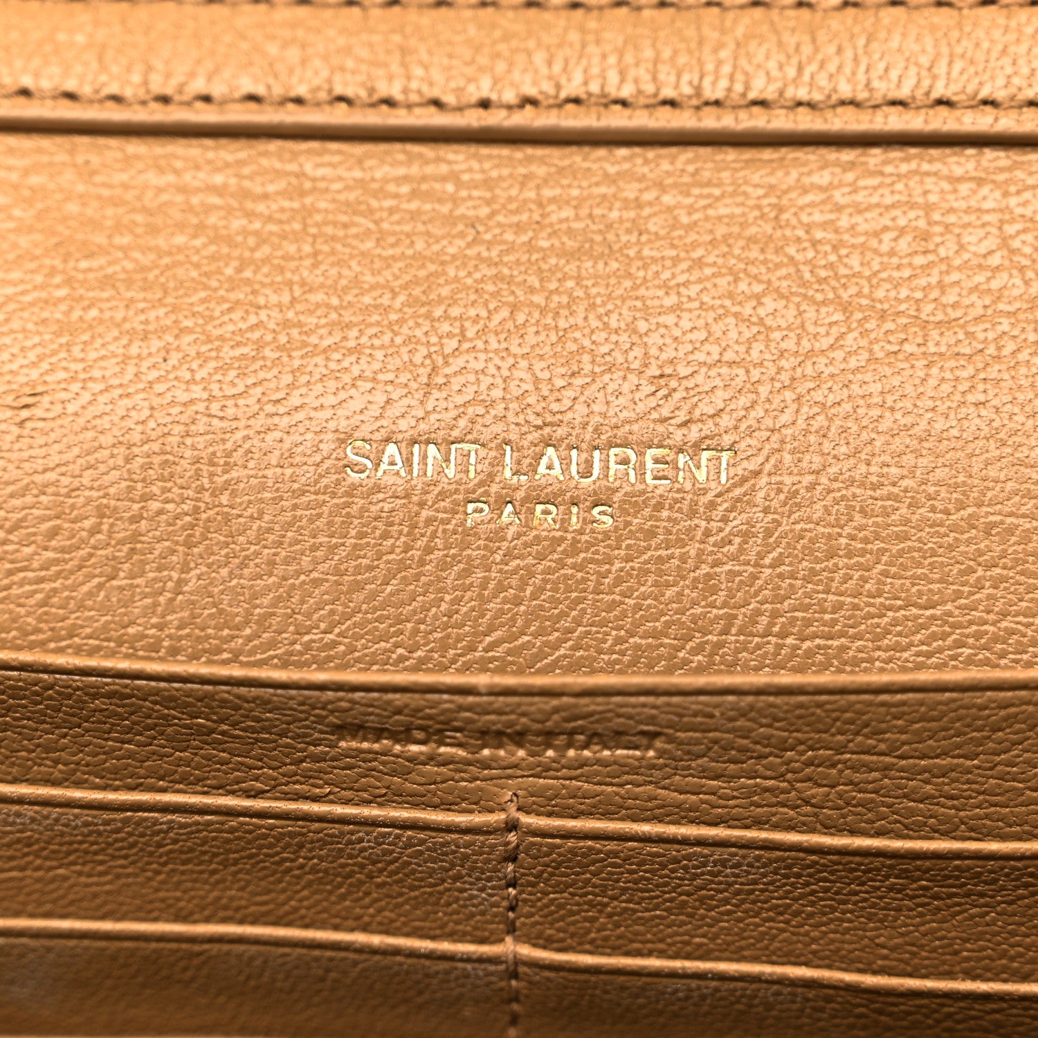 Saint Laurent Lambskin Diamond Quilted Becky Chain Wallet Natural Tan 6 of 11