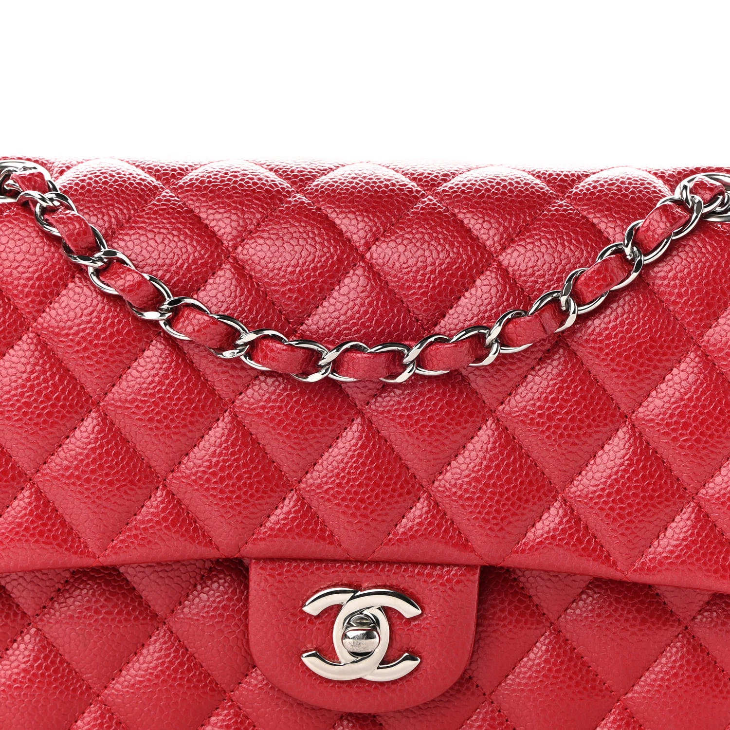 Chanel Metallic Caviar Quilted Medium Double Flap Dark Pink 8 of 9
