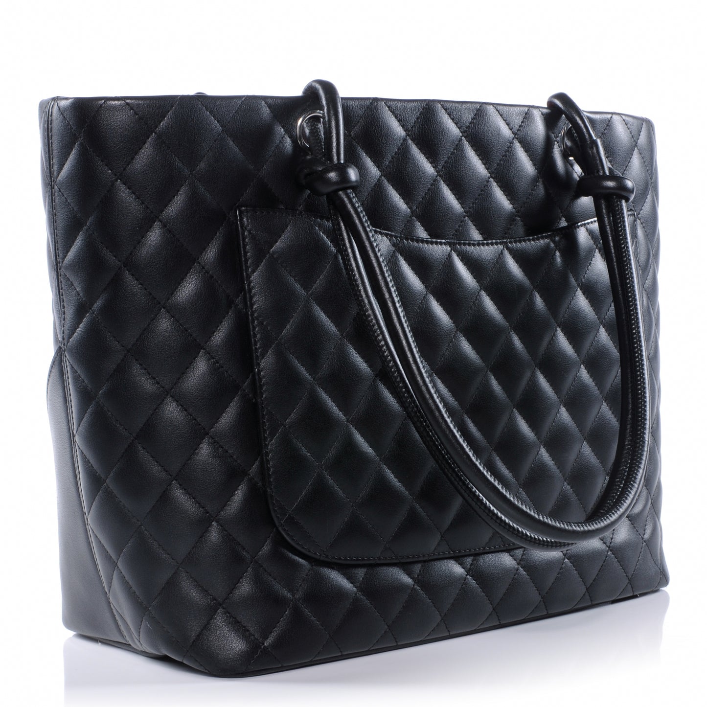 Calfskin Quilted Large Cambon Tote Black