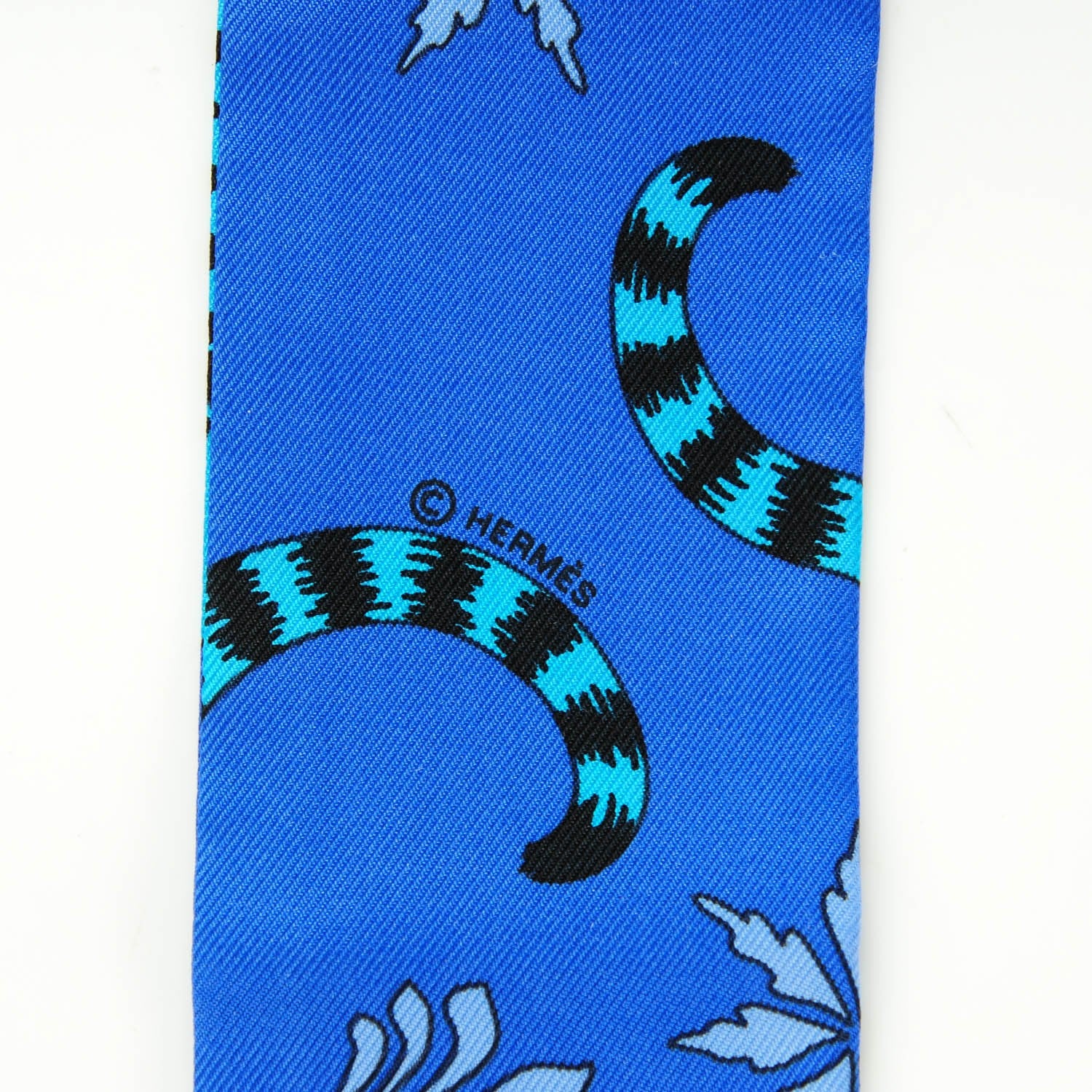 Hermes Silk Les Leopards Twilly Bleu Royal Turquoise Ciel 4 of 6