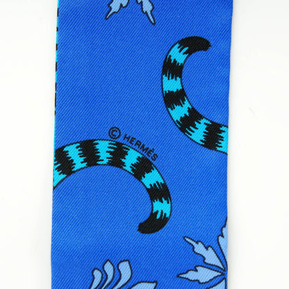 Hermes Silk Les Leopards Twilly Bleu Royal Turquoise Ciel 4 of 6