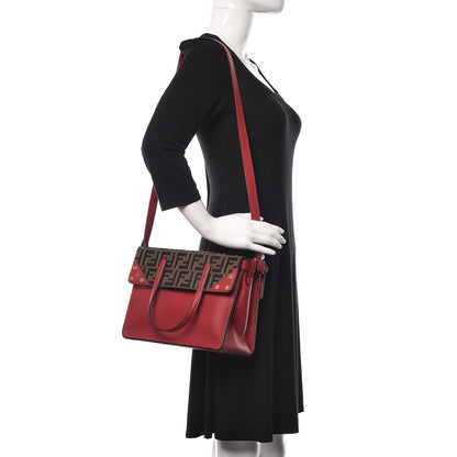 Fendi Vitello Grace Bi-Color FF 1974 Embossed Flip Tote Fragola Maya Black 2 of 10