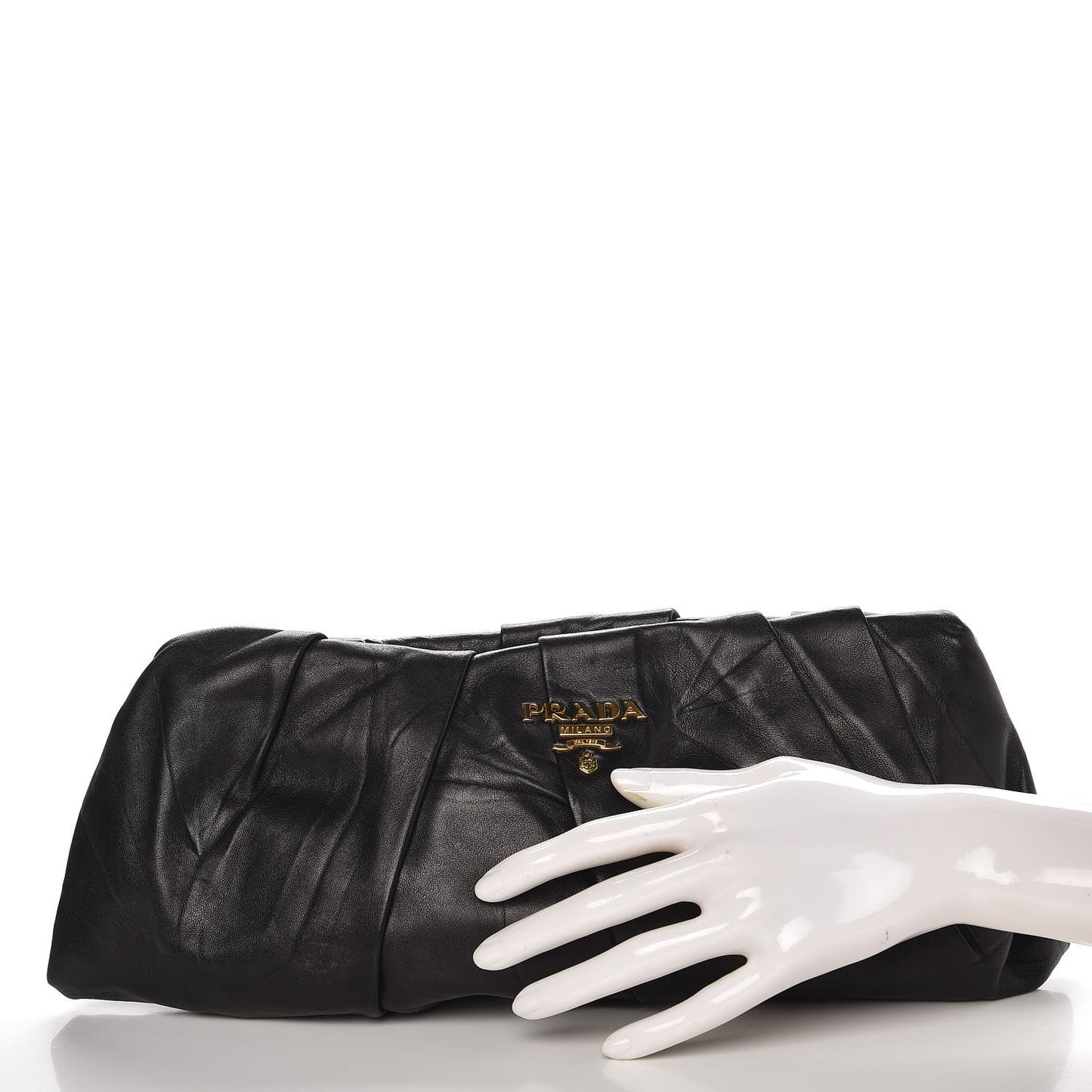 Nappa Pleated Clutch Nero Black