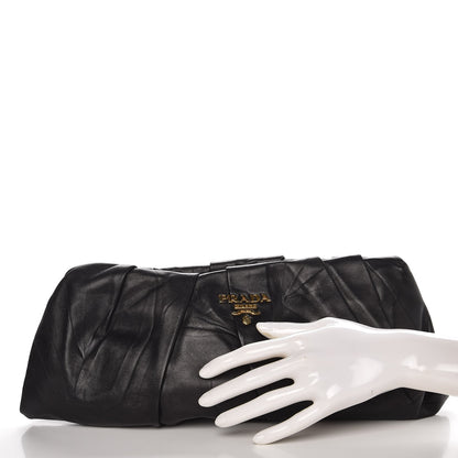 Prada Nappa Pleated Clutch Nero Black 2 of 9