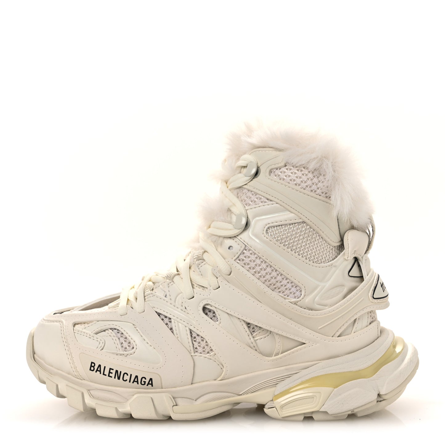 Mesh Nylon Faux Fur Womens Track Hike Sneakers 37 White