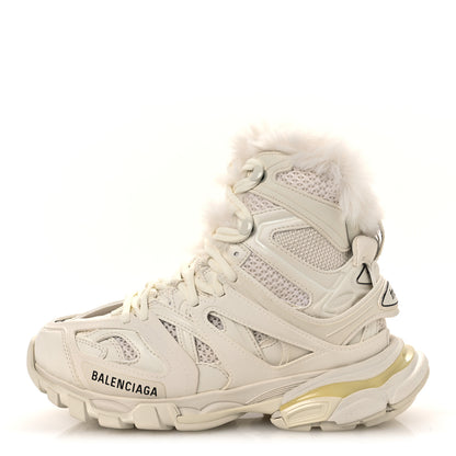 Balenciaga Mesh Nylon Faux Fur Womens Track Hike Sneakers 37 White 1 of 9