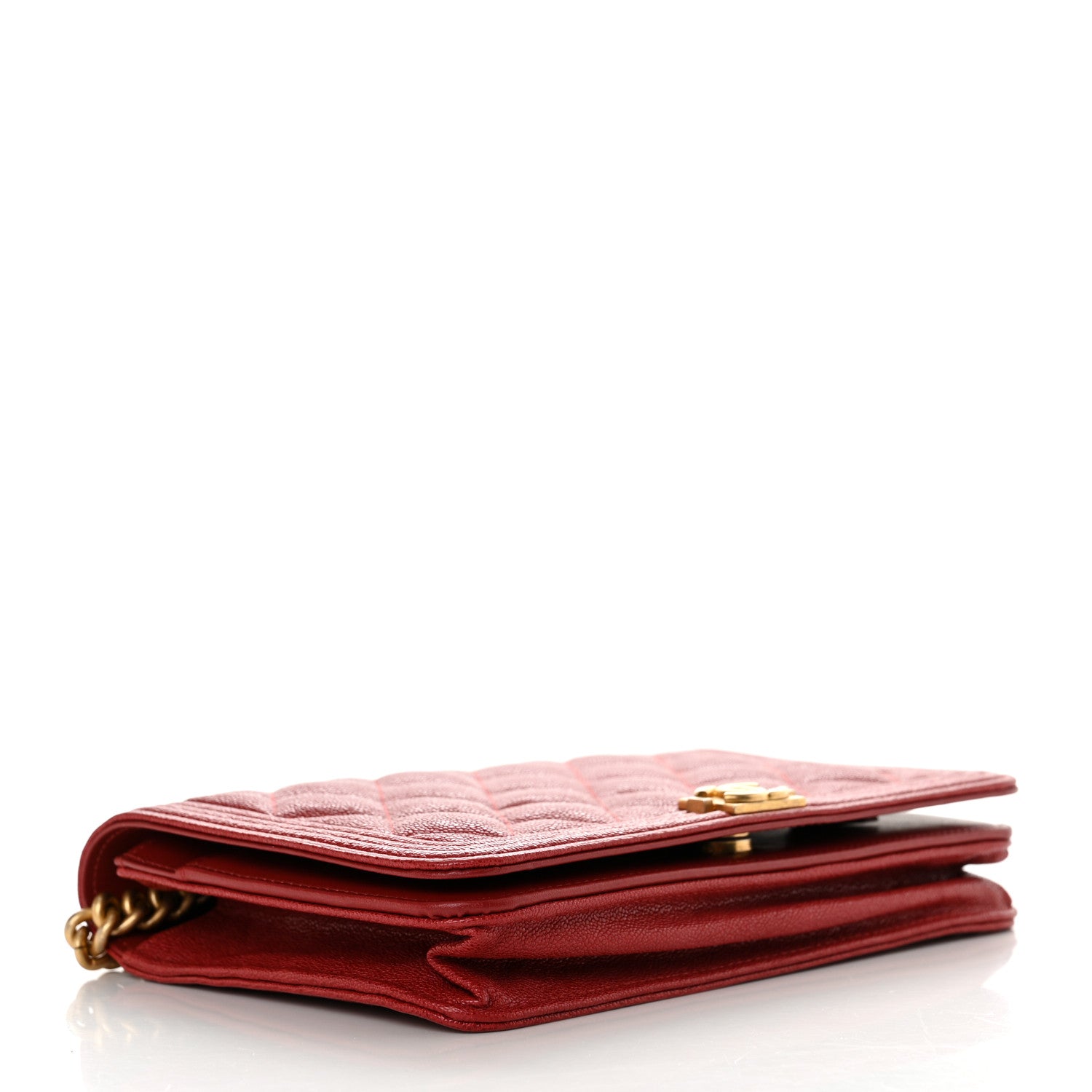 Chanel Caviar Quilted Boy Wallet On Chain WOC Red 4 of 13
