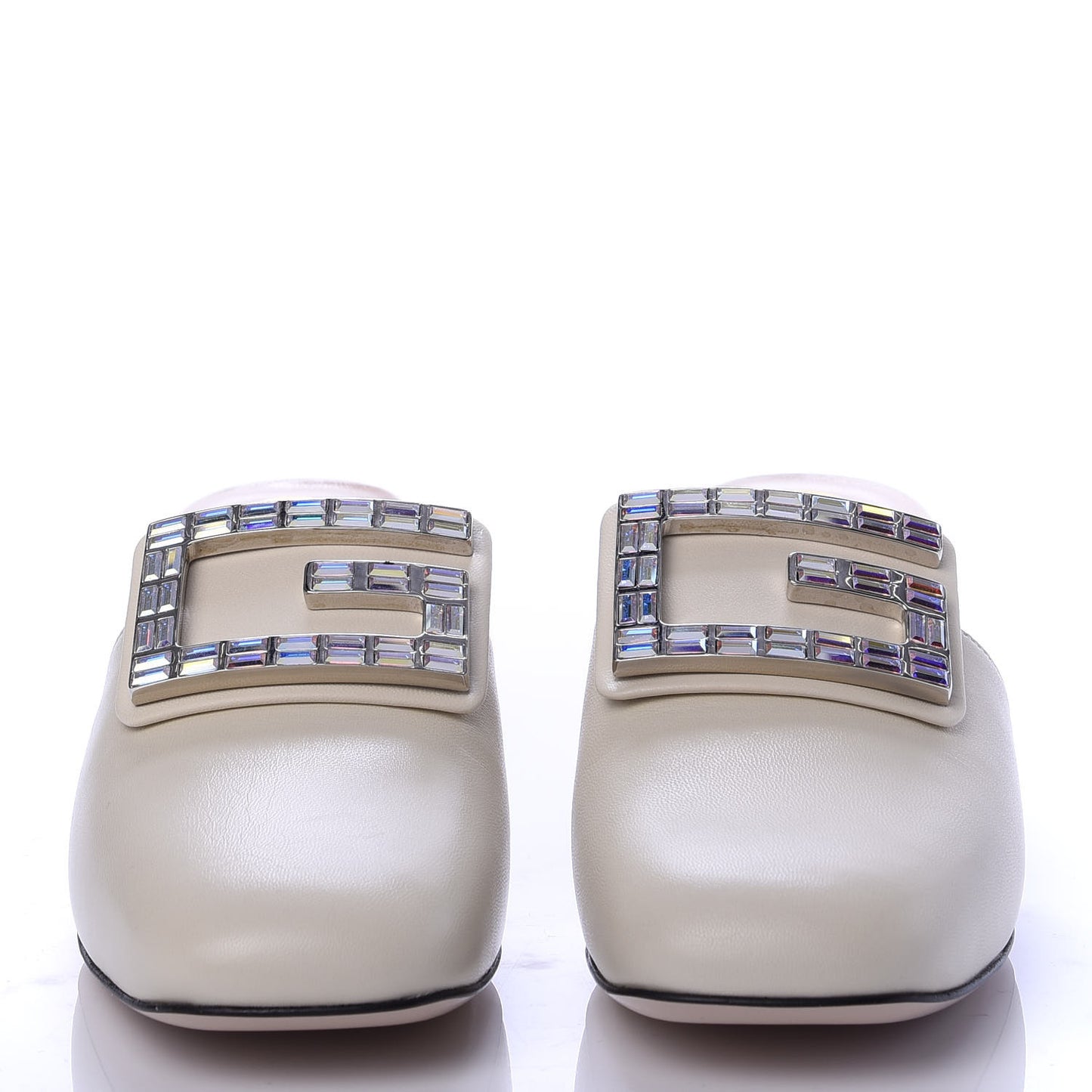 Malaga Kid Crystal Square G Madelyn Mules 36.5 Vintage White