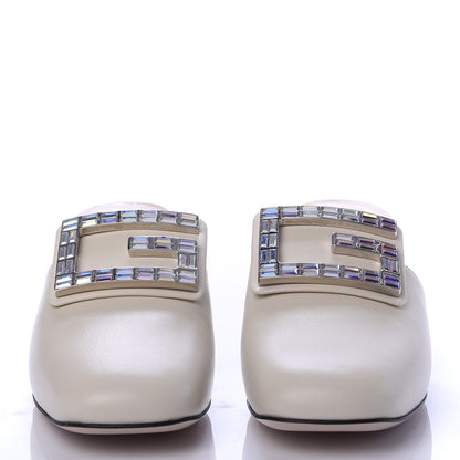 Gucci Malaga Kid Crystal Square G Madelyn Mules 36.5 Vintage White 2 of 11