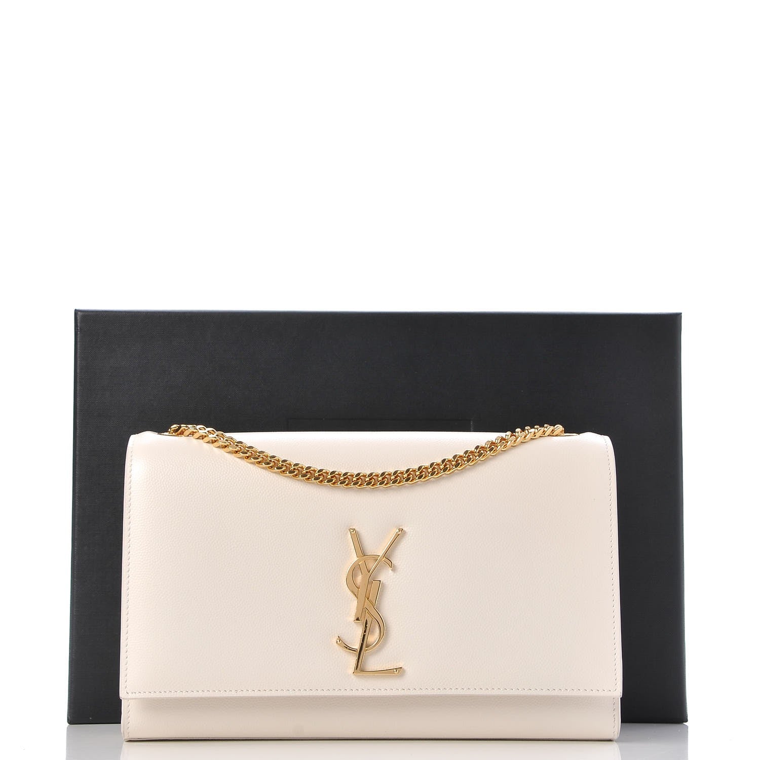 Saint Laurent Grain De Poudre Medium Classic Monogram Kate Satchel Porcellana 9 of 9