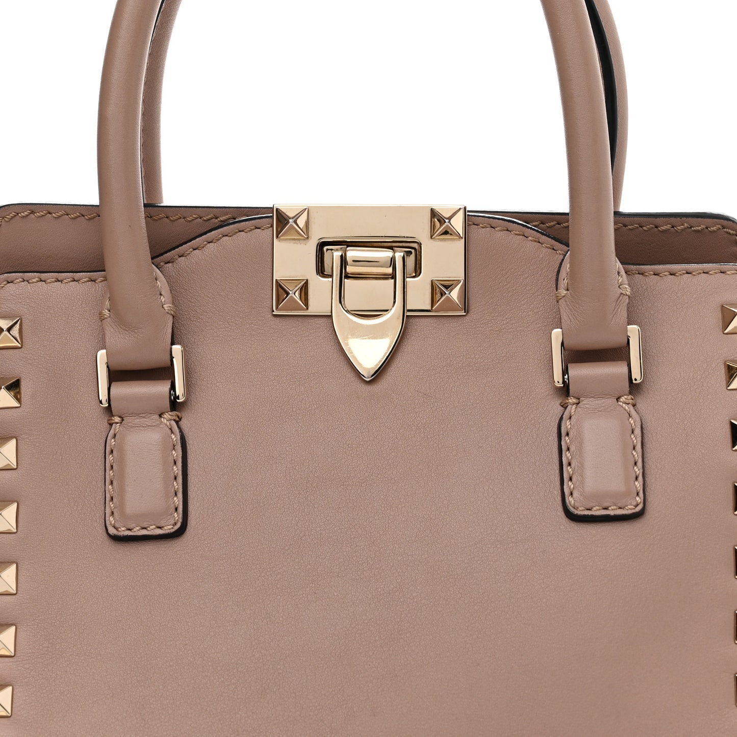 Vitello Mini Rockstud Tote Poudre