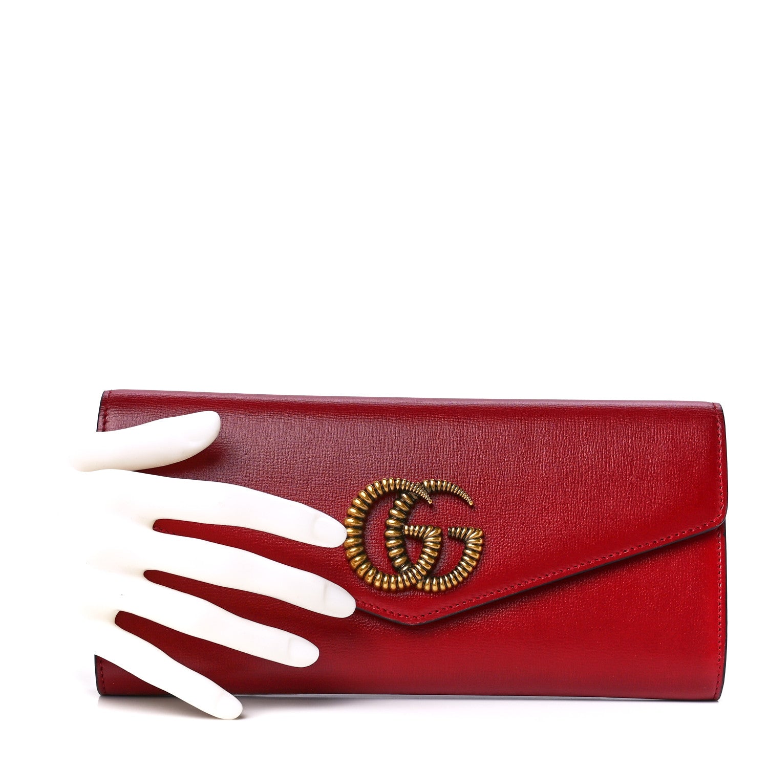 Gucci Textured Calfskin Torchon GG Broadway Envelope Clutch Romantic Cherry 2 of 12