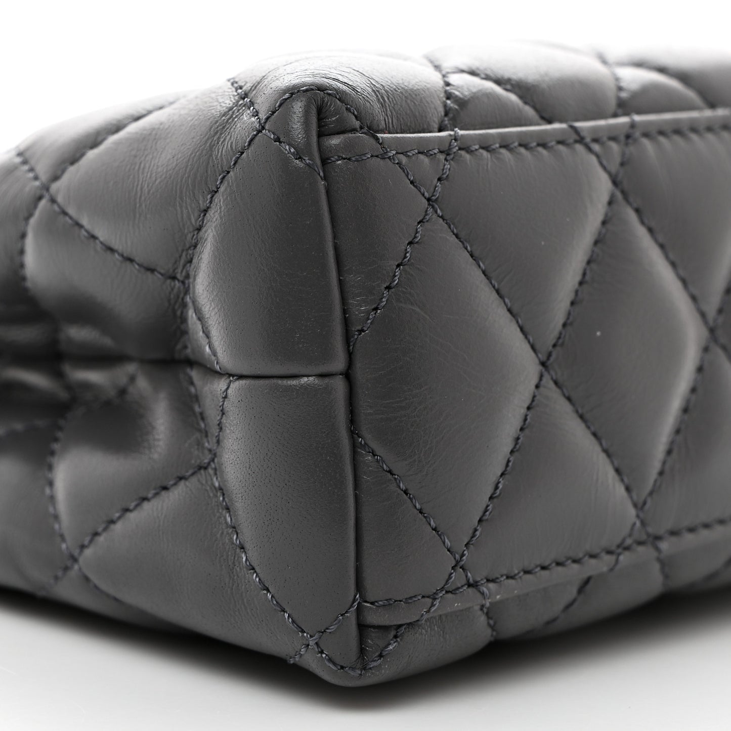 Shiny Aged Calfskin Quilted Nano Kelly Shopper Grey