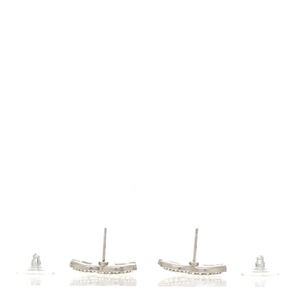 Chanel Pearl Crystal CC Snow Palace Earrings Silver 3 of 4
