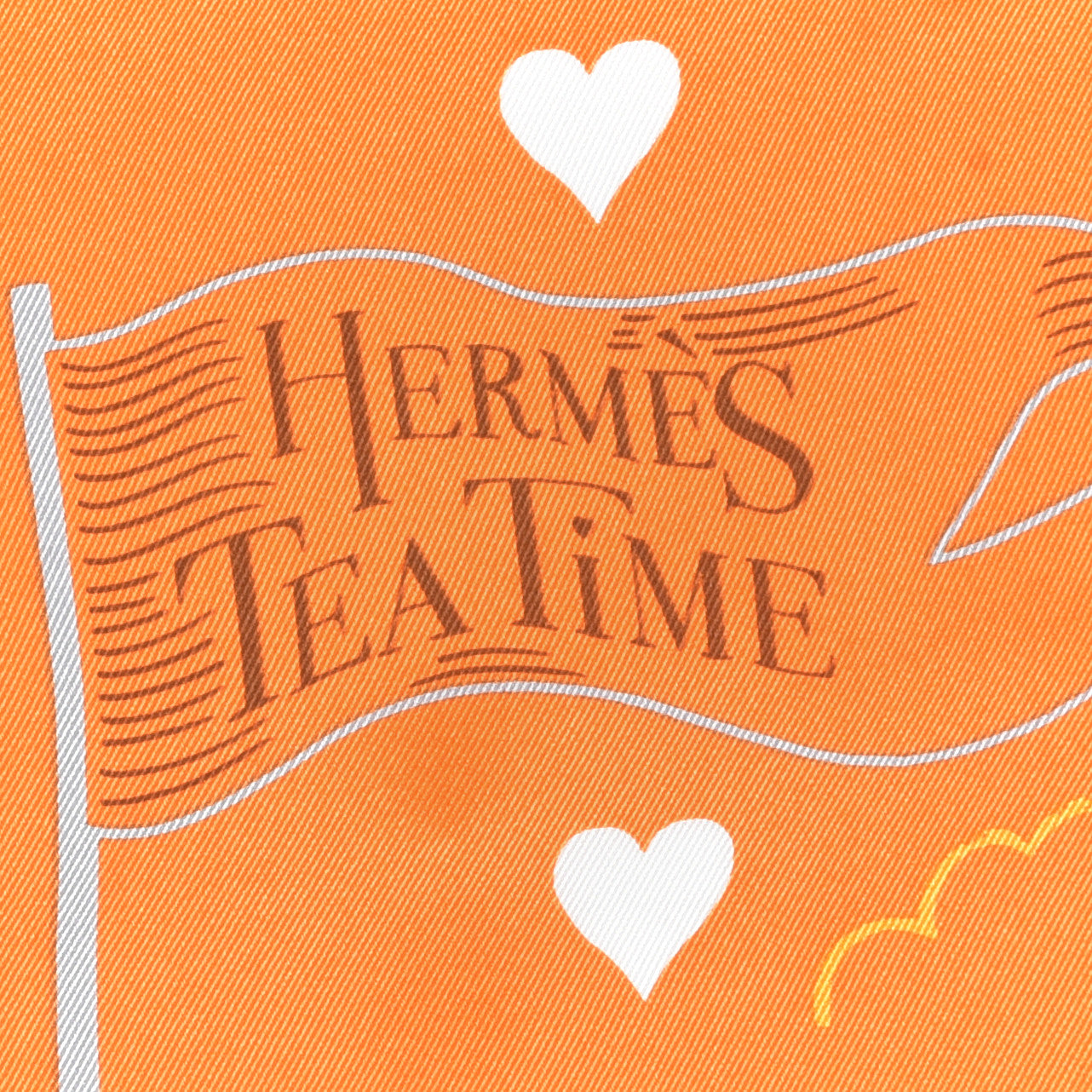 Hermes Silk Tea Time Scarf 70 Orange Gris White 2 of 5