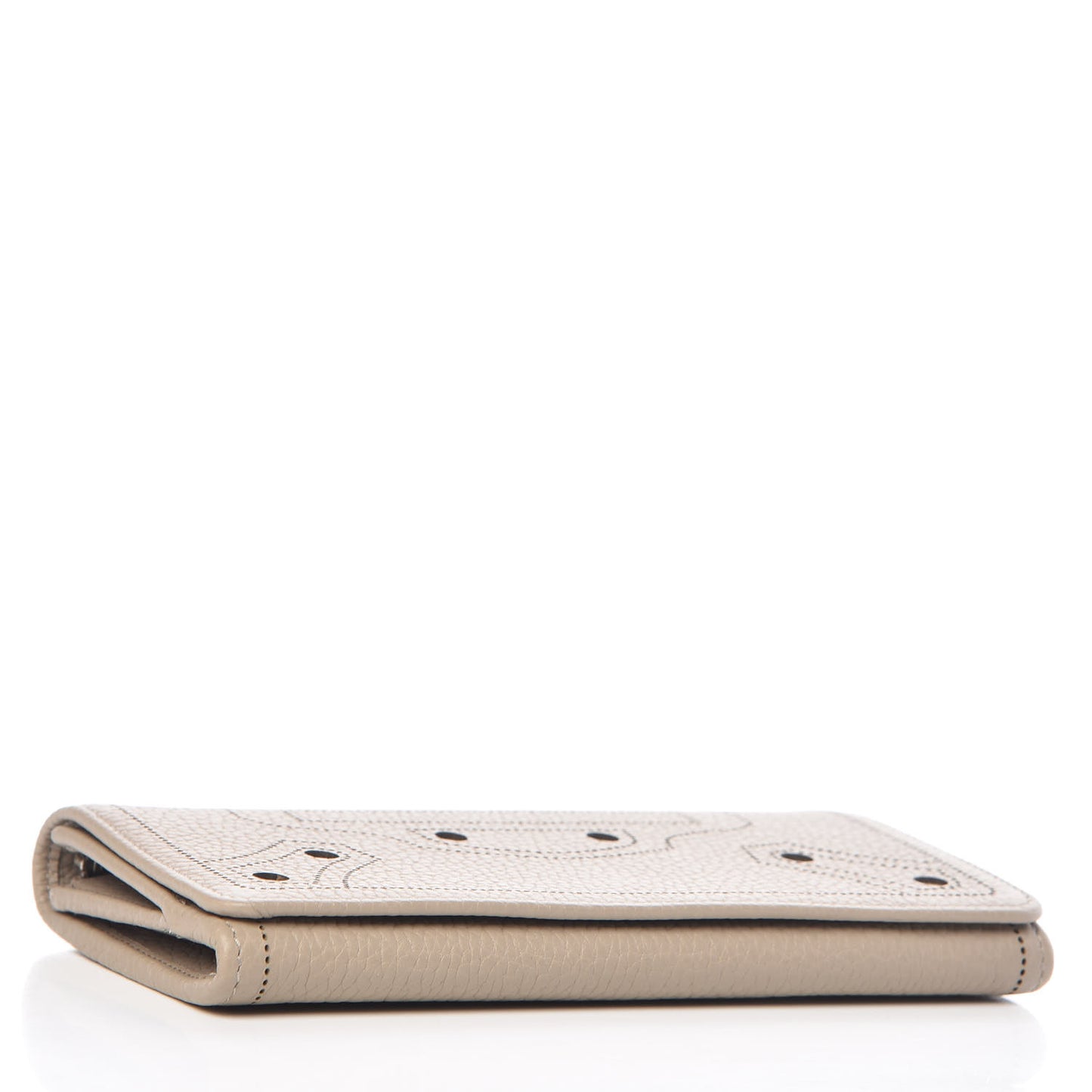 Veau Grana Perforated Blackout Hardware Money Wallet Gris Cendre