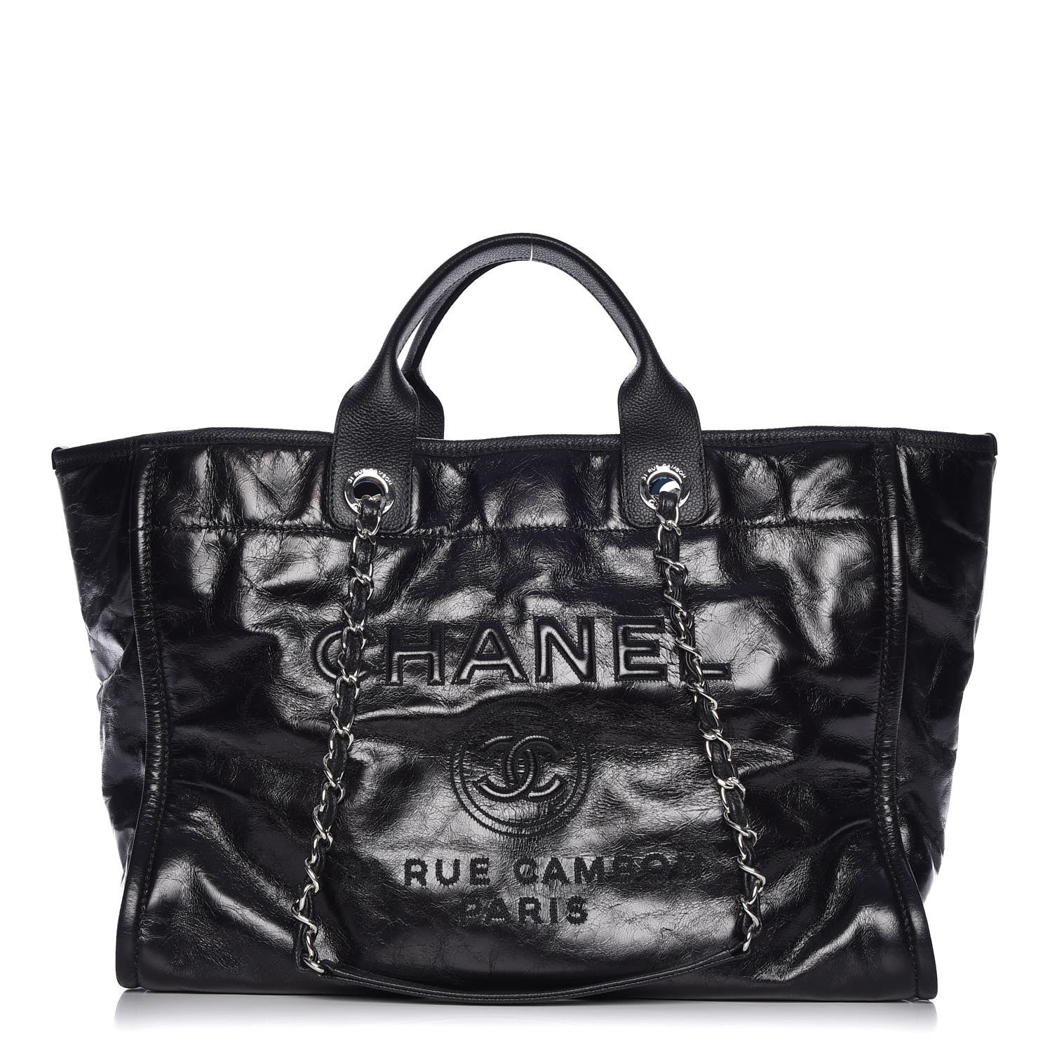 Chanel Glazed Calfskin Large Deauville Tote Black 1 of 7