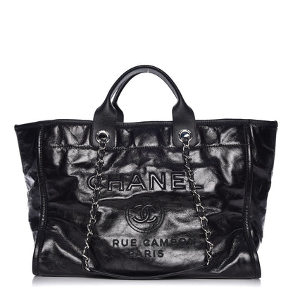 Chanel Glazed Calfskin Large Deauville Tote Black 1 of 7