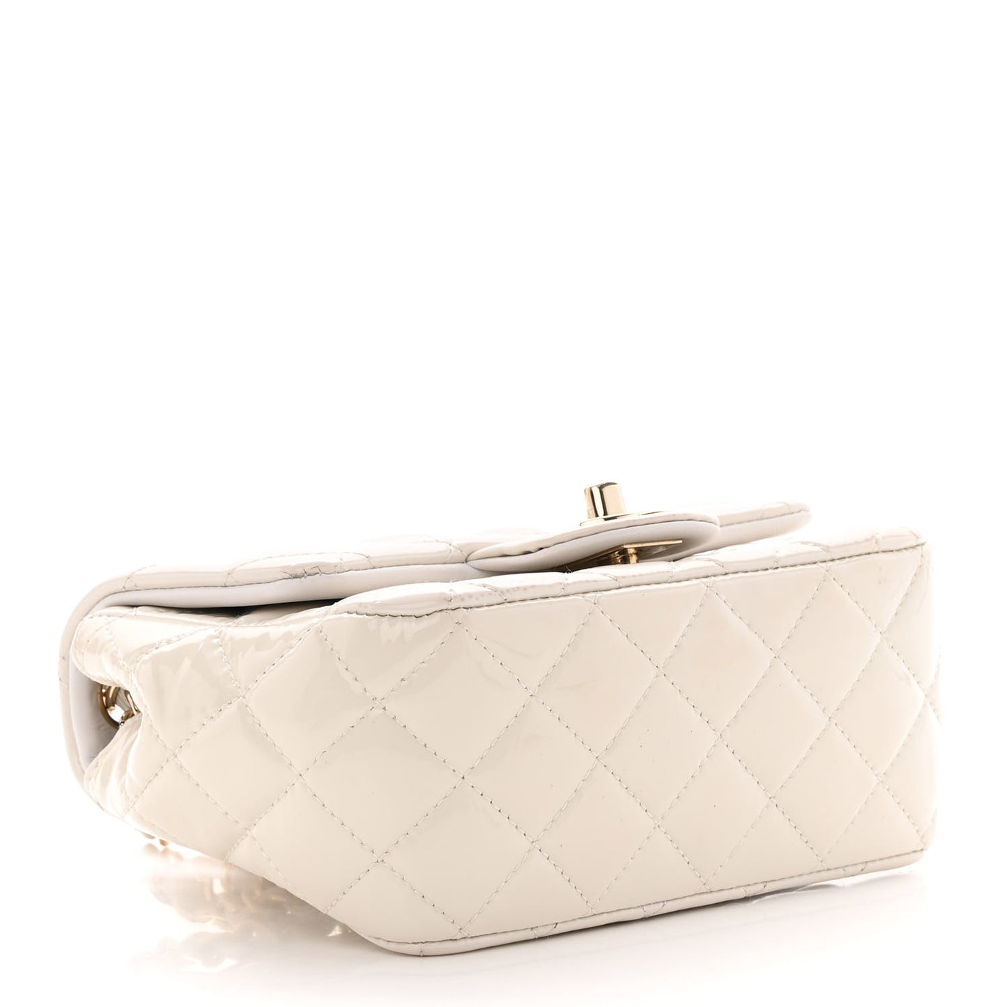 Patent Quilted Mini Square Flap White