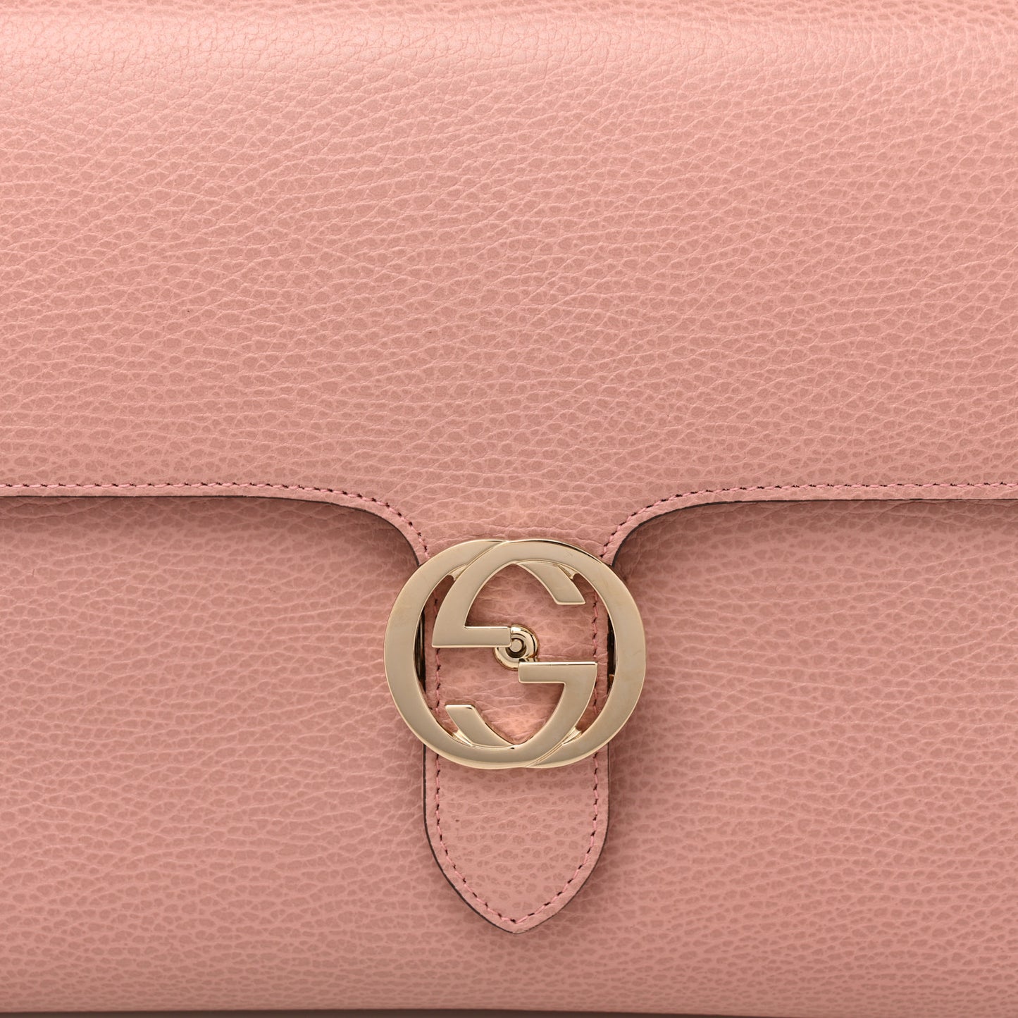 Dollar Calfskin Medium Interlocking G Top Handle Shoulder Bag Soft Pink