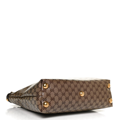 Gucci Crystal Monogram Large Babouska Vertical Shopping Tote Brown 3 of 12