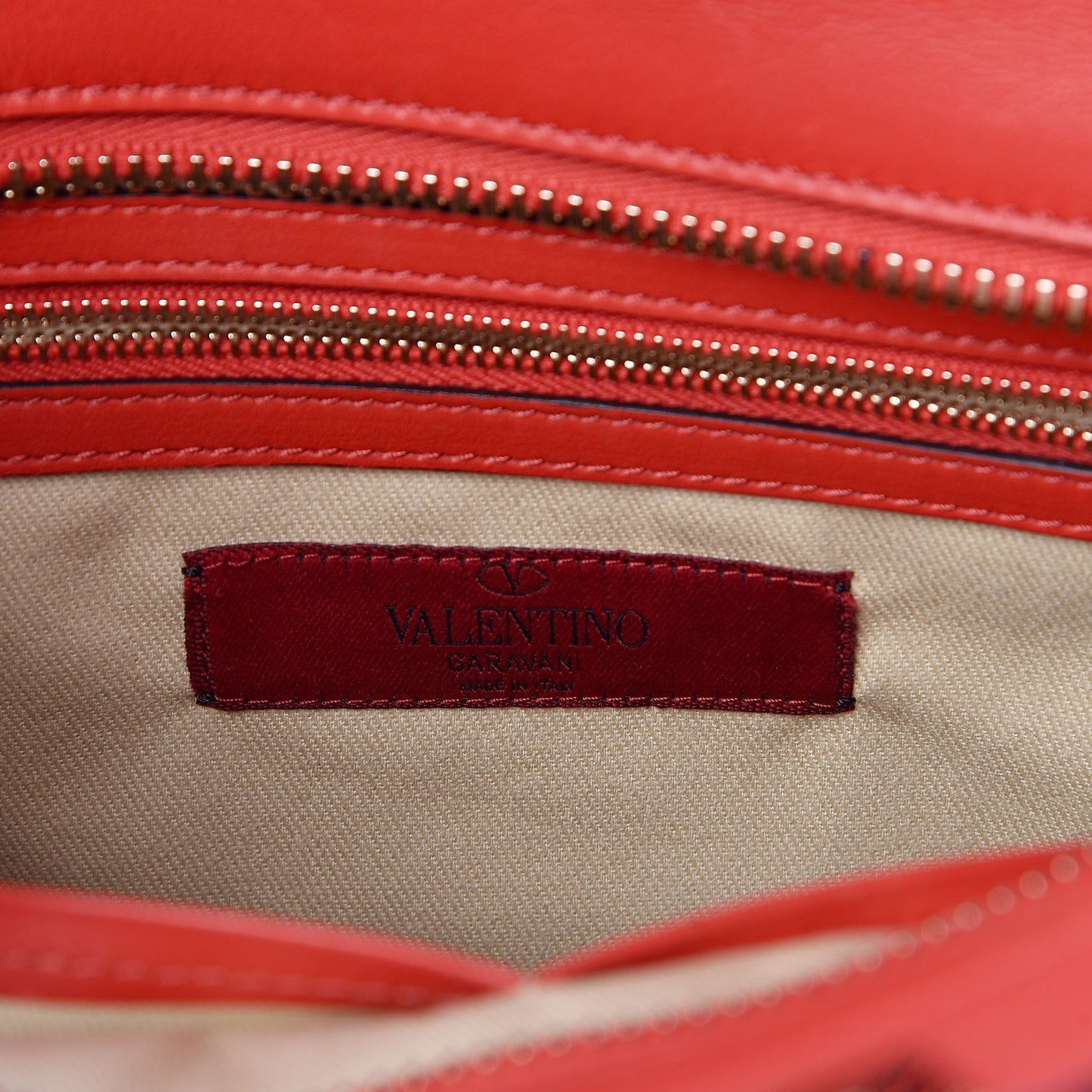 Vitello Rockstud Double Handle Tote Deep Orange