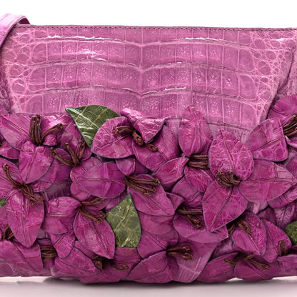 Nancy Gonzalez Crocodile Floral Clutch Pink 7 of 9