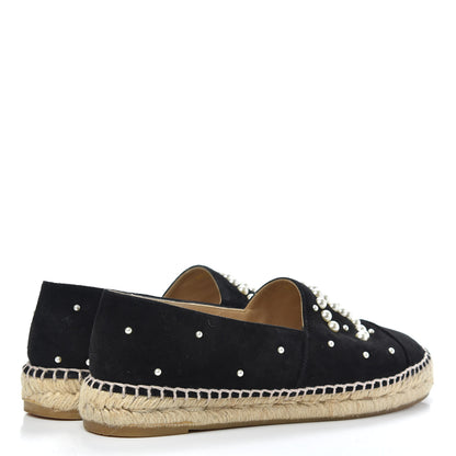 Chanel Suede Pearl CC Espadrilles 39 Black 4 of 10