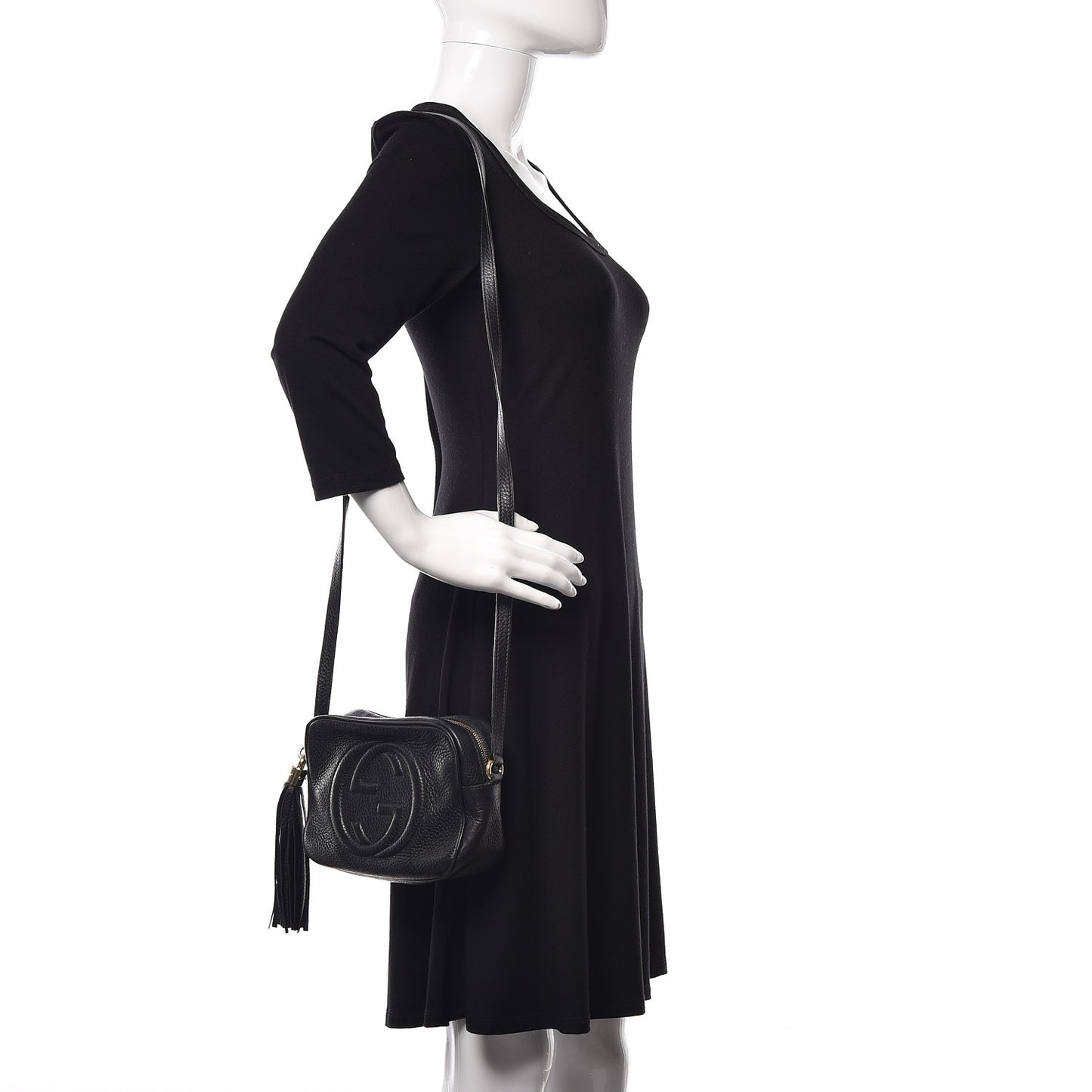 Pebbled Calfskin Small Soho Disco Bag Black