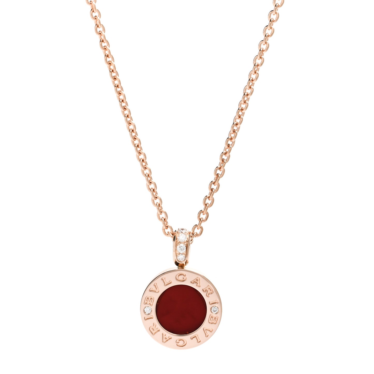 18K Rose Gold Diamond Mother of Pearl Carnelian BVLGARI BVLGARI Pendant Necklace