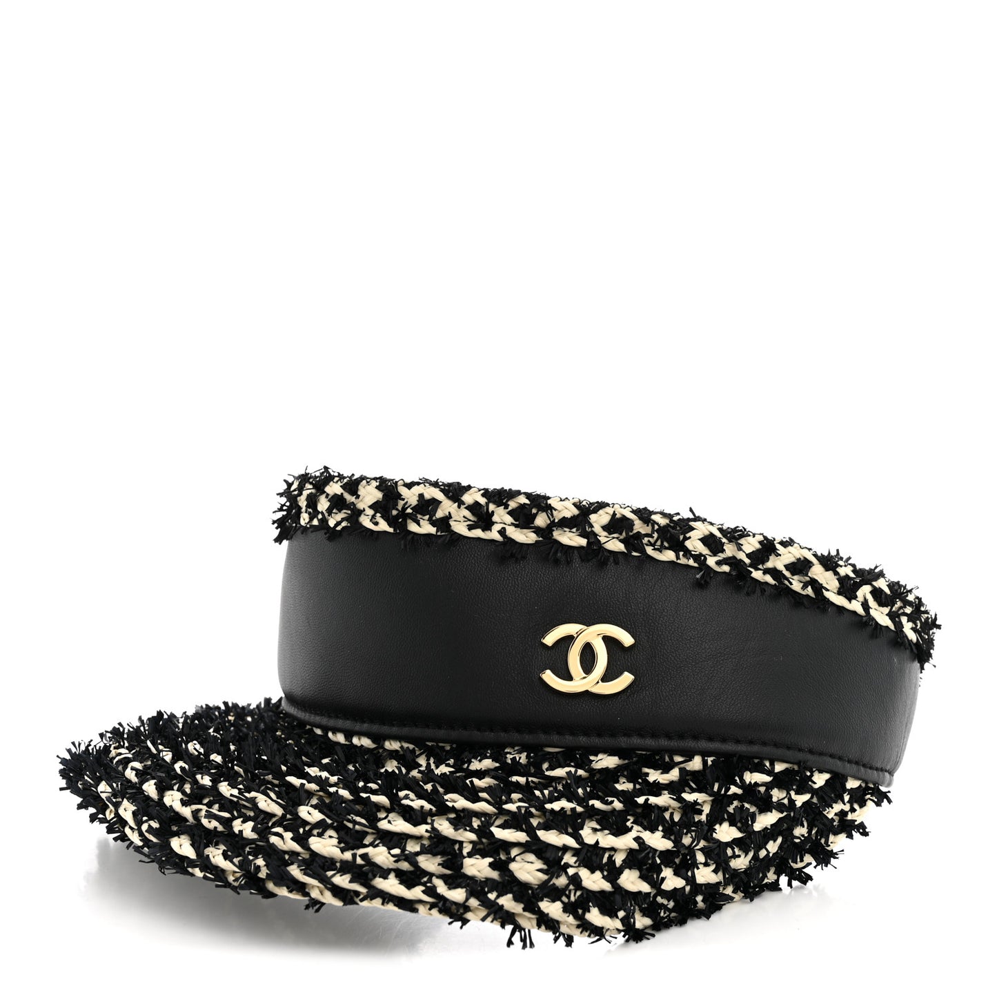Abaca Cotton Ribbon Visor Black Beige