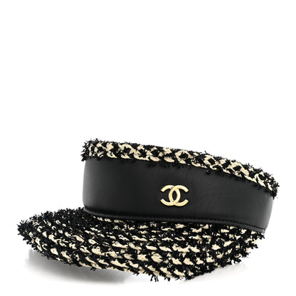 Chanel Abaca Cotton Ribbon Visor Black Beige 1 of 9