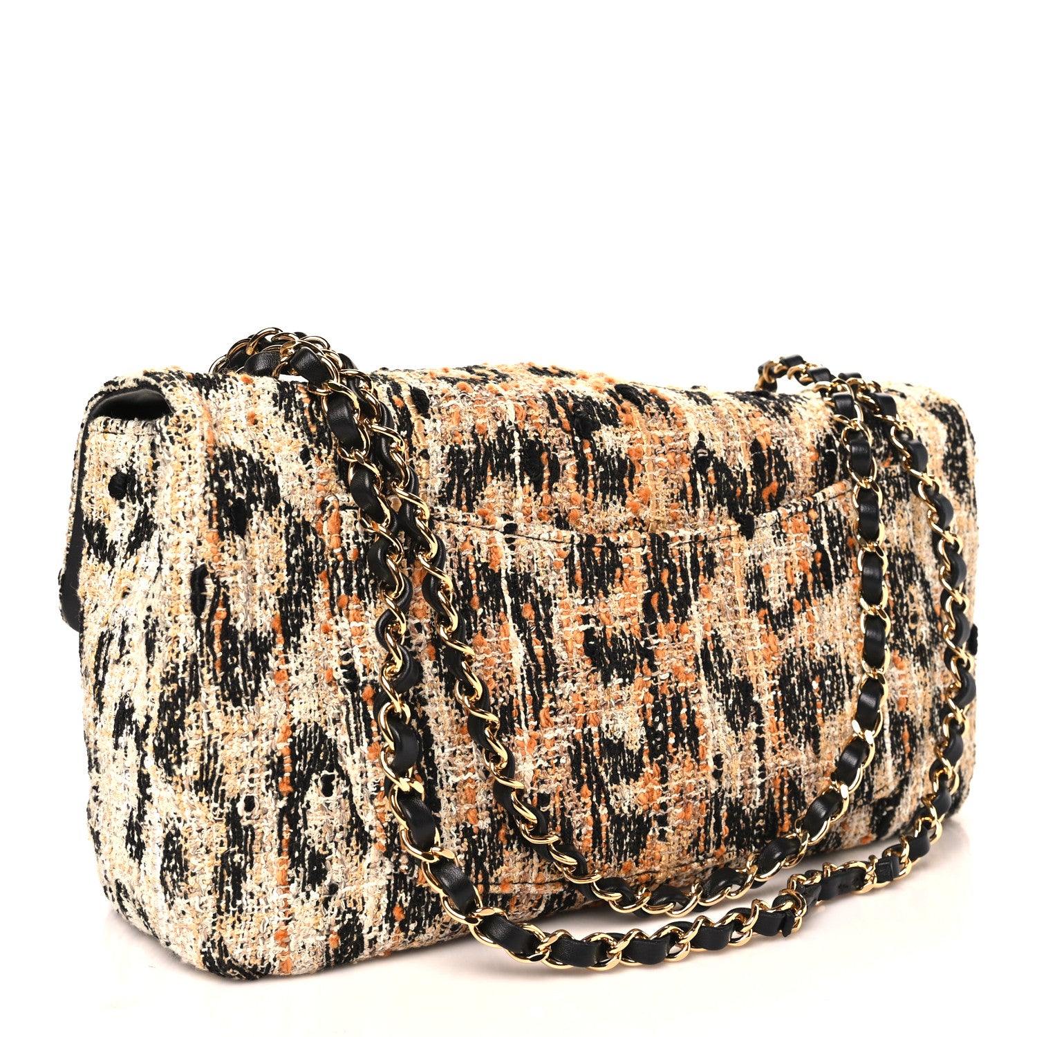 Chanel Tweed Mixed Fibers Leopard Print Small Souplissimo Maxi Flap Brown Black White 3 of 11
