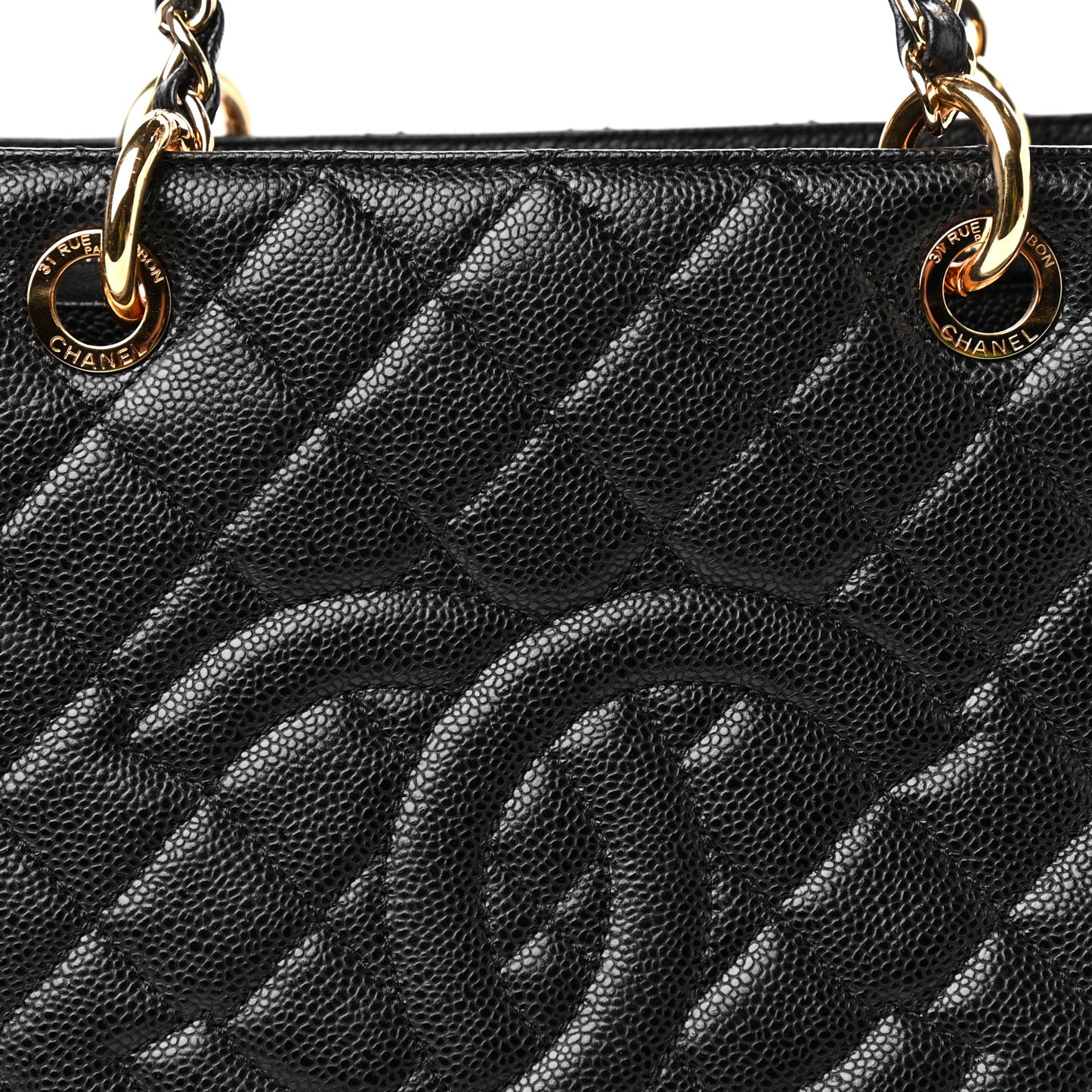 Caviar Quilted Grand Shopping Tote GST Black
