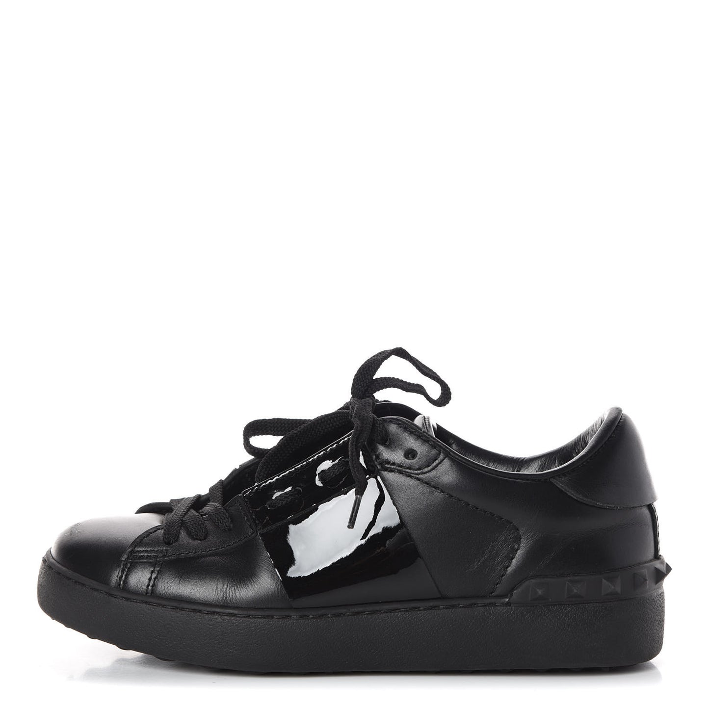 Calfskin Womens Rockstud Open Sneakers 35.5 Black