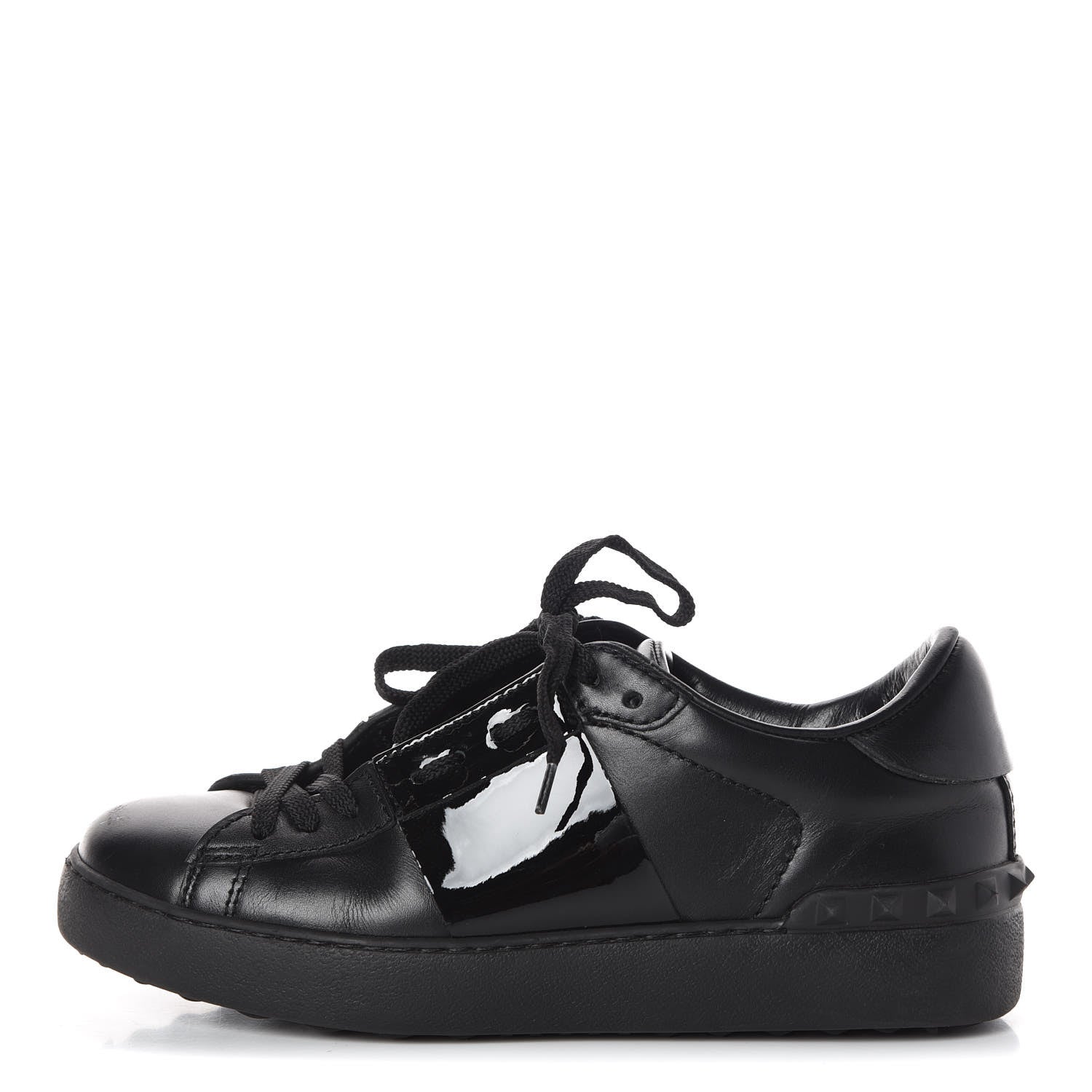 Valentino Garavani Calfskin Womens Rockstud Open Sneakers 35.5 Black 1 of 11