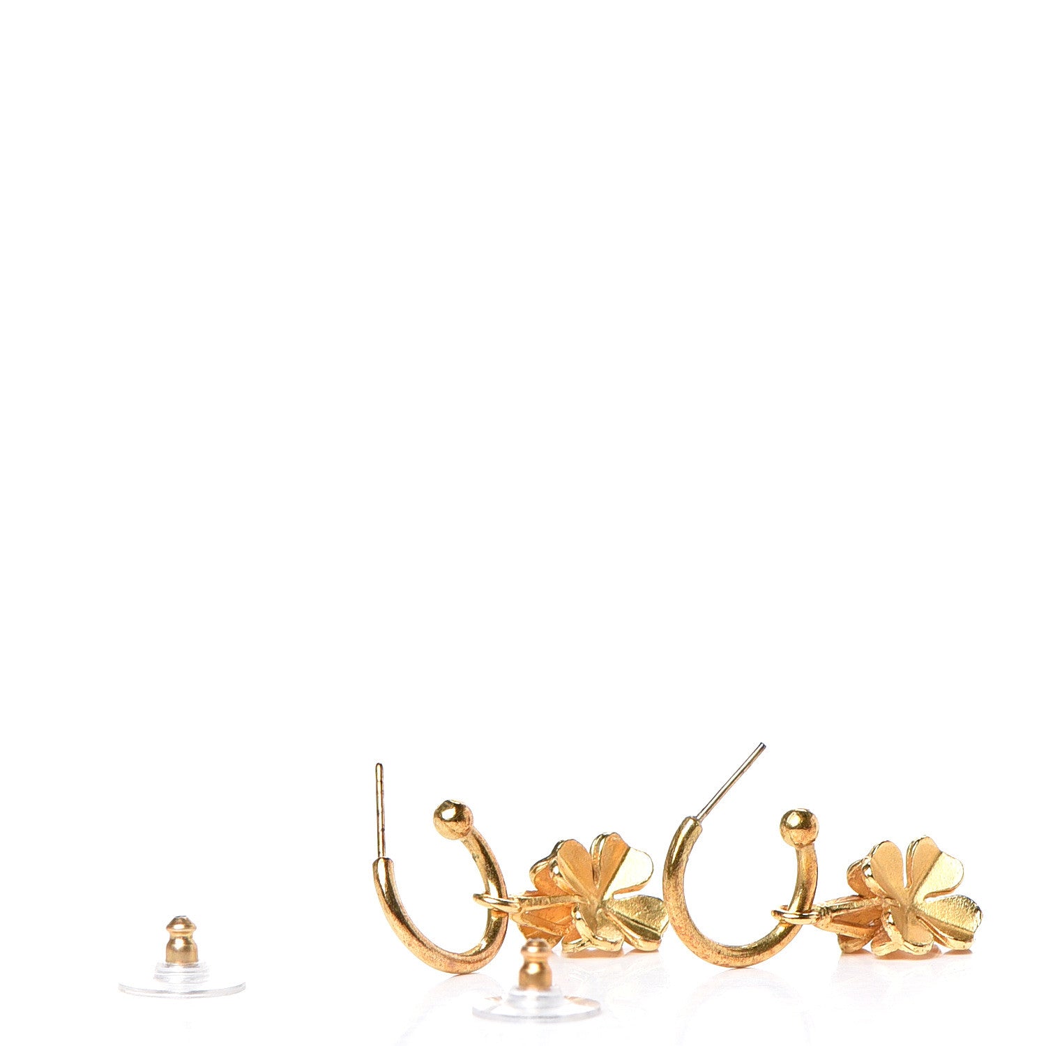 Chanel Metal Drop Clover CC Earrings Gold 3 of 4