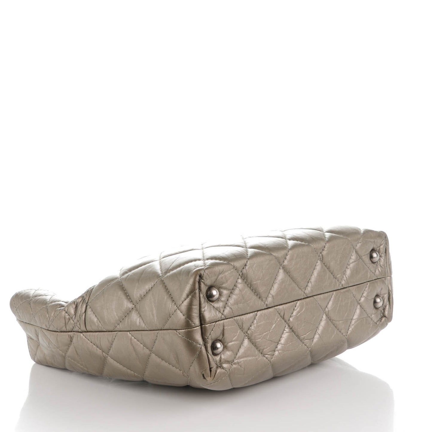 Aged Calfskin Quilted Reissue 2.55 Tote Dark Silver
