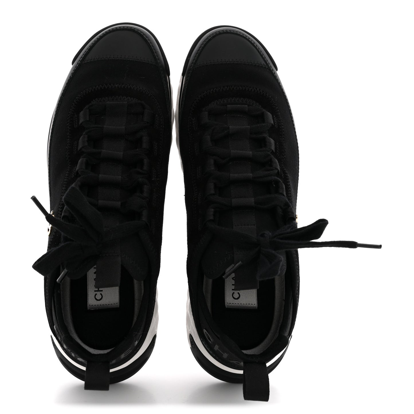 Velvet Calfskin Mixed Fibers CC Sneakers 40 Black